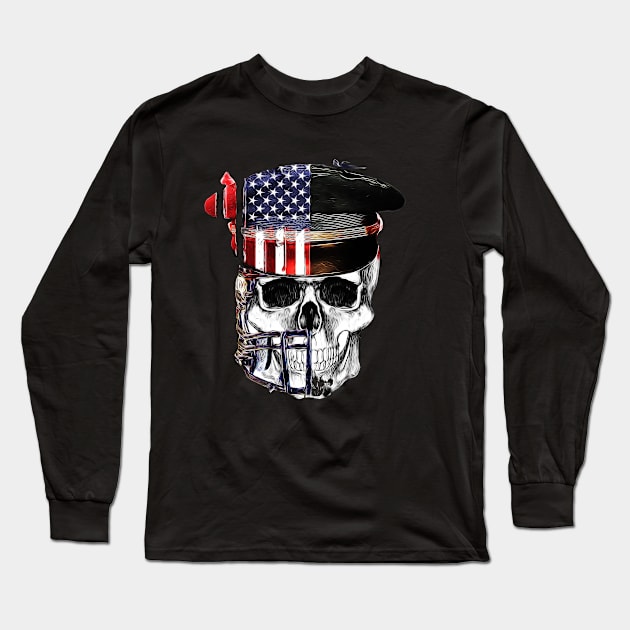 The American Veteran Skull Long Sleeve T-Shirt by imdesign